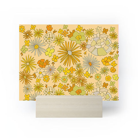 surfy birdy flower power wildflowers brown Mini Art Print