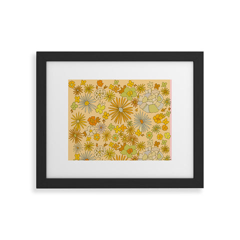 surfy birdy flower power wildflowers brown Framed Art Print