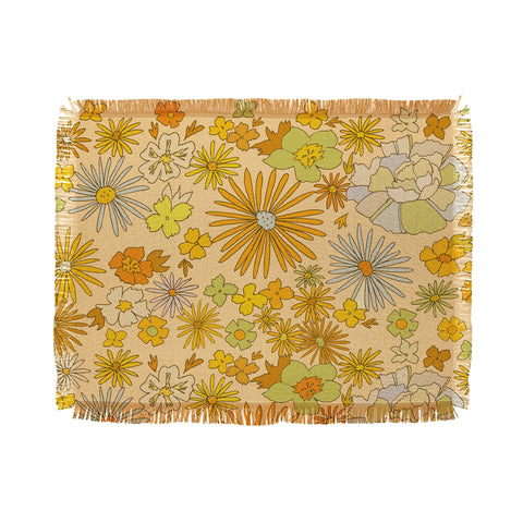 surfy birdy flower power wildflowers brown Throw Blanket