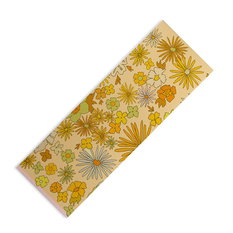surfy birdy flower power wildflowers brown Yoga Mat