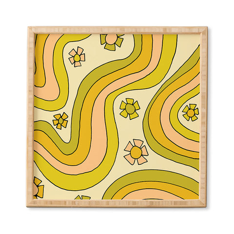 surfy birdy groovy rainbow flower power Framed Wall Art