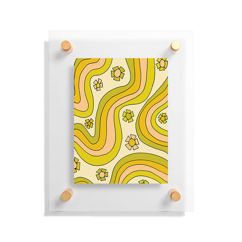 surfy birdy groovy rainbow flower power Floating Acrylic Print