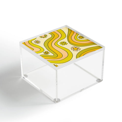 surfy birdy groovy rainbow flower power Acrylic Box