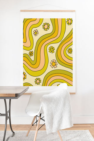 surfy birdy groovy rainbow flower power Art Print And Hanger