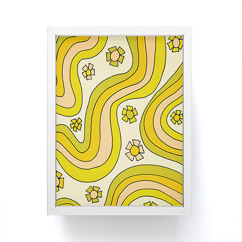 surfy birdy groovy rainbow flower power Framed Mini Art Print