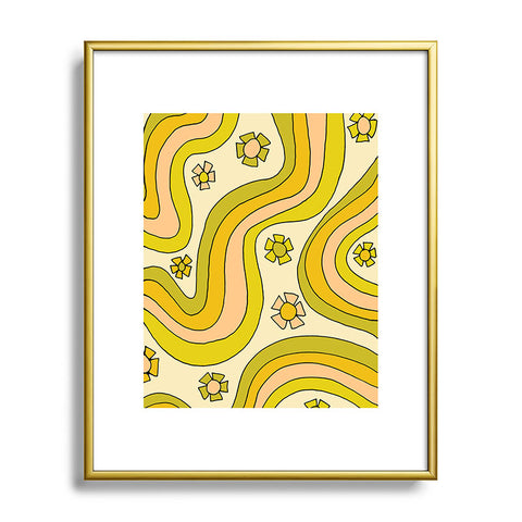 surfy birdy groovy rainbow flower power Metal Framed Art Print