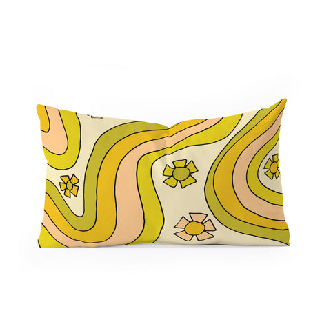 surfy birdy groovy rainbow flower power Oblong Throw Pillow
