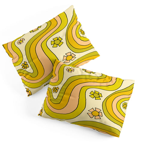 surfy birdy groovy rainbow flower power Pillow Shams