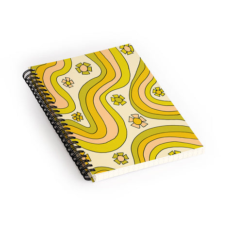 surfy birdy groovy rainbow flower power Spiral Notebook