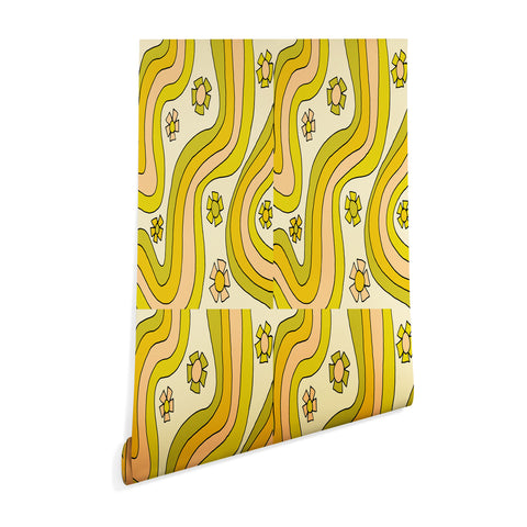 surfy birdy groovy rainbow flower power Wallpaper