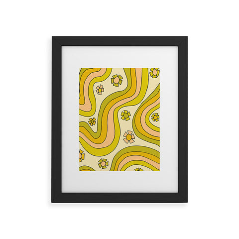 surfy birdy groovy rainbow flower power Framed Art Print