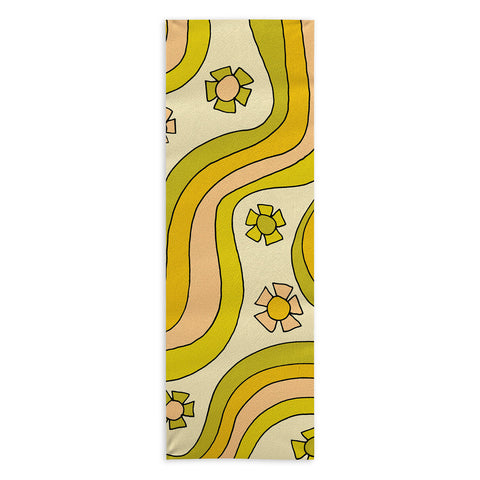 surfy birdy groovy rainbow flower power Yoga Towel