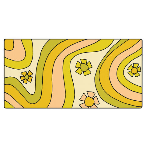 surfy birdy groovy rainbow flower power Desk Mat