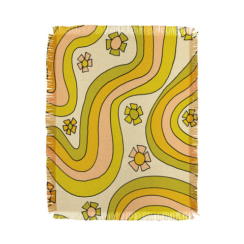 surfy birdy groovy rainbow flower power Throw Blanket