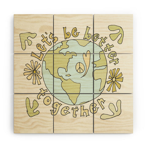 surfy birdy lets be better together Wood Wall Mural