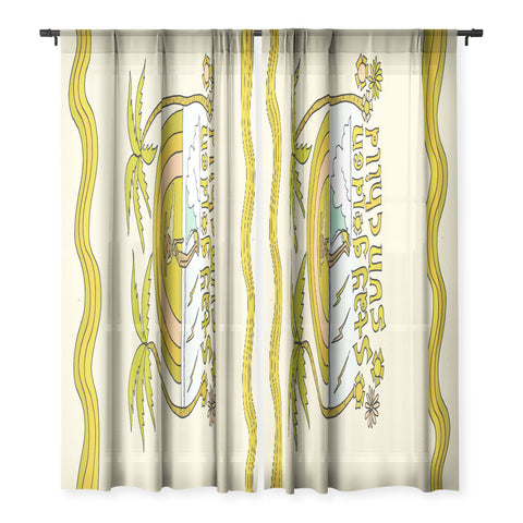 surfy birdy stay golden sun child retro surf Sheer Non Repeat