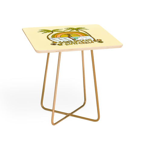 surfy birdy stay golden sun child retro surf Side Table