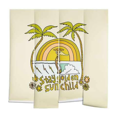 surfy birdy stay golden sun child retro surf Wall Mural