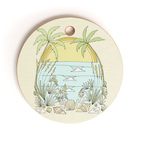 surfy birdy tropical vibes fl sunshine Cutting Board Round