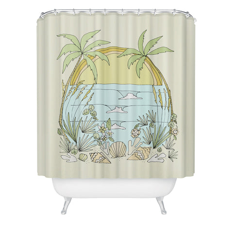 surfy birdy tropical vibes fl sunshine Shower Curtain