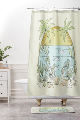 surfy birdy tropical vibes fl sunshine Shower Curtain And Mat