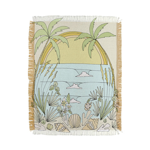 surfy birdy tropical vibes fl sunshine Throw Blanket