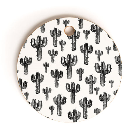 Susanne Kasielke Cactus Party Desert Matcha Black and White Cutting Board Round