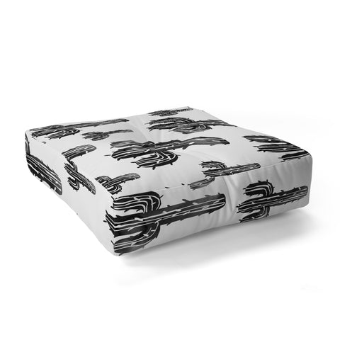 Susanne Kasielke Cactus Party Desert Matcha Black and White Floor Pillow Square
