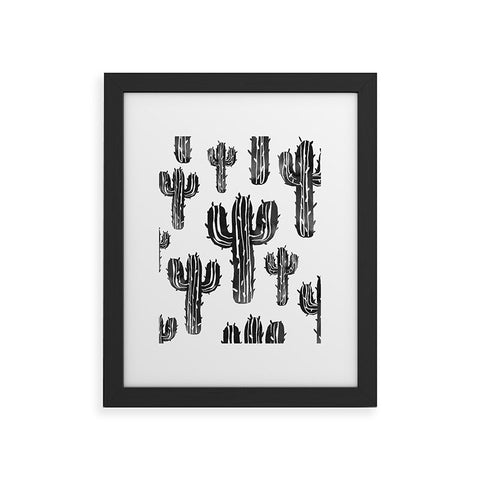 Susanne Kasielke Cactus Party Desert Matcha Black and White Framed Art Print