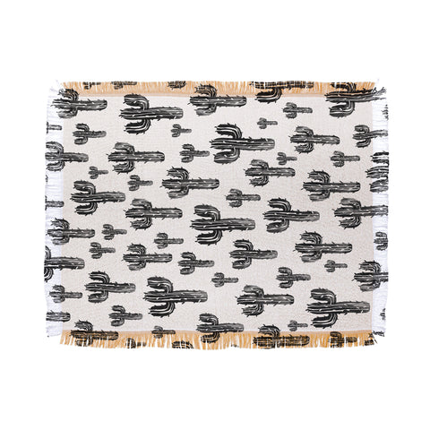 Susanne Kasielke Cactus Party Desert Matcha Black and White Throw Blanket