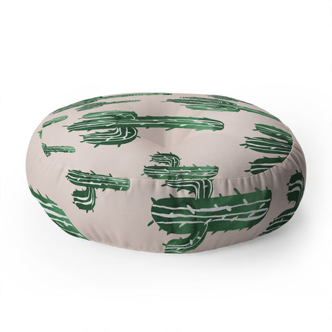Susanne Kasielke Cactus Party Desert Matcha Floor Pillow Round