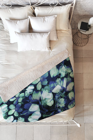 Susanne Kasielke Cherry Blossoms Blue Fleece Throw Blanket