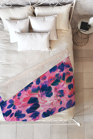 Susanne Kasielke Cherry Blossoms Neon Fleece Throw Blanket