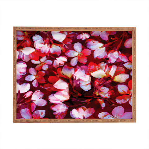 Susanne Kasielke Cherry Blossoms Red Rectangular Tray