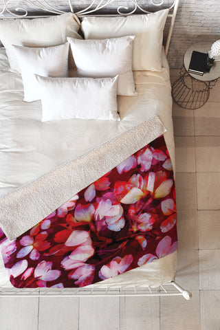 Susanne Kasielke Cherry Blossoms Red Fleece Throw Blanket