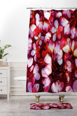 Susanne Kasielke Cherry Blossoms Red Shower Curtain And Mat