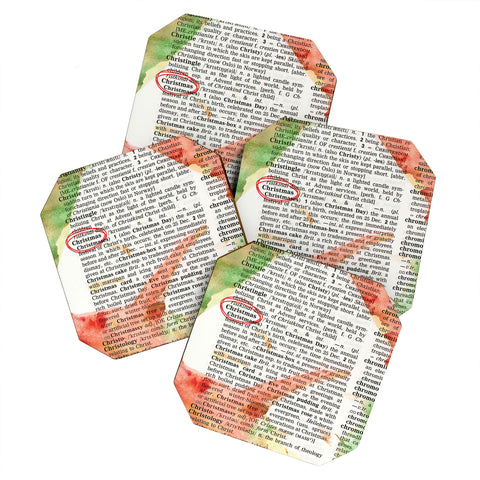 Susanne Kasielke Christmas Dictionary Art Coaster Set