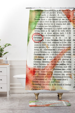 Susanne Kasielke Christmas Dictionary Art Shower Curtain And Mat