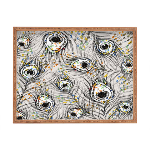 Susanne Kasielke Confetti Peacock Feathers Rectangular Tray