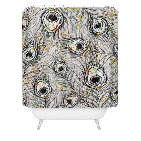 Susanne Kasielke Confetti Peacock Feathers Shower Curtain