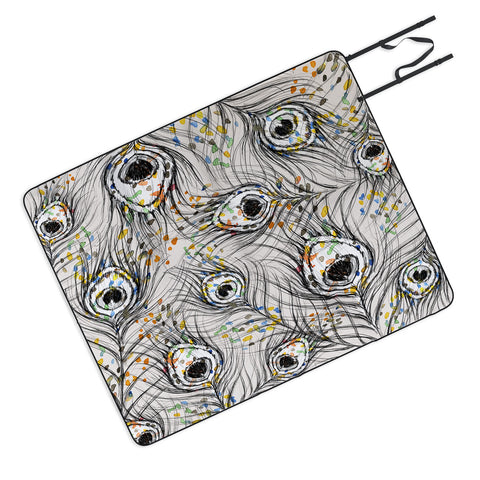 Susanne Kasielke Confetti Peacock Feathers Picnic Blanket
