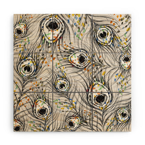 Susanne Kasielke Confetti Peacock Feathers Wood Wall Mural