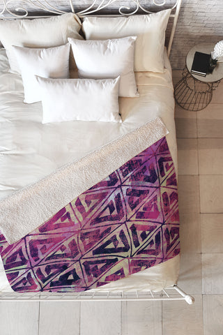 Susanne Kasielke Geometric Folk Triangles Fleece Throw Blanket