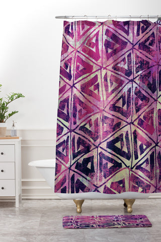 Susanne Kasielke Geometric Folk Triangles Shower Curtain And Mat