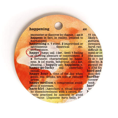 Susanne Kasielke Happy Dictionary Art Cutting Board Round