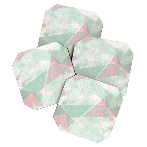 Susanne Kasielke Holistic Geometric Texture Pink Coaster Set