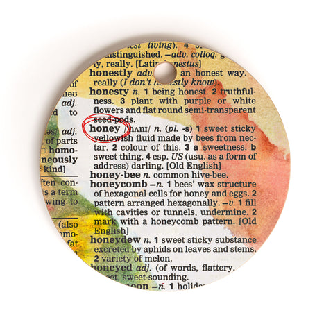 Susanne Kasielke Honey Dictionary Art Cutting Board Round