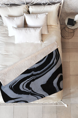Susanne Kasielke Marble Structure Desert Sage Dark Fleece Throw Blanket