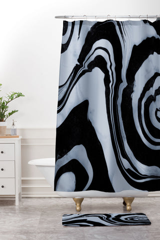 Susanne Kasielke Marble Structure Desert Sage Dark Shower Curtain And Mat