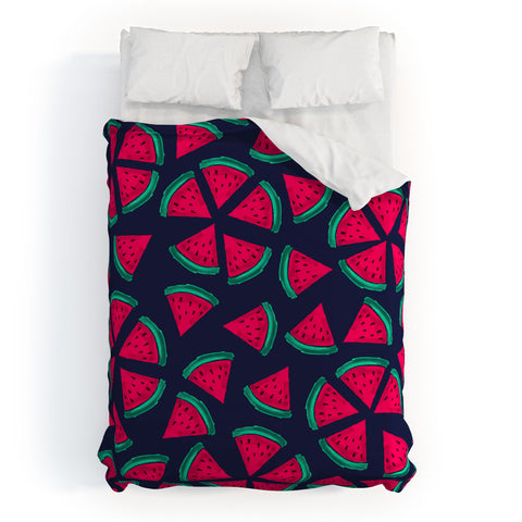 Susanne Kasielke Melon Choly Fruit Salad Dark Duvet Cover
